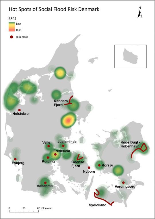 Hot spots of social flood risk in Denmark Hot spots of social flood risk in Denmark